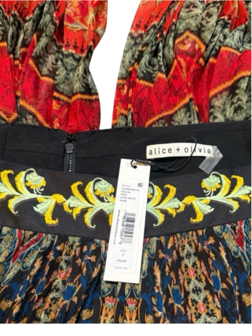 Alice + Olivia Copen Pleated Love Note Palazzo Wide Leg Pants 2 NWT - Picture 6 of 8